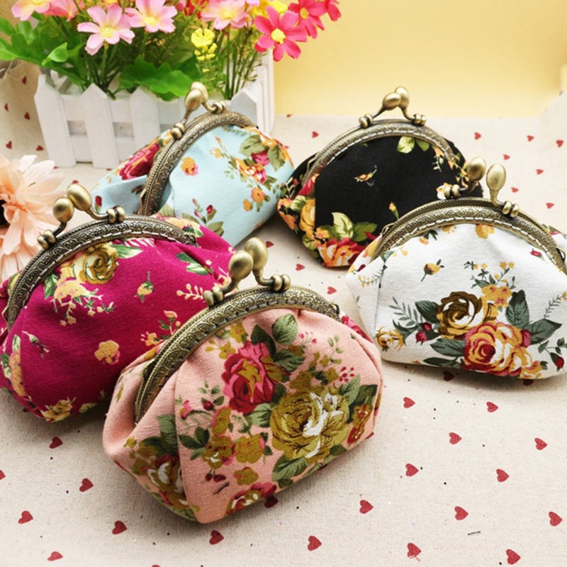 iSuperb Coin Purse Canvas with Clasp Closure Wallet Coin Pouch Kisslock Purses Keys Case for Women Jewelry Pouch Wallet - Image 2